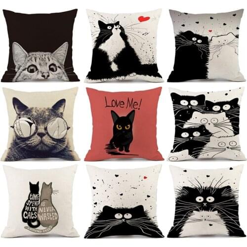 Animal style Cartoon Lovely Cats Printed Cushion Cover Home Decorative Sofa Coffee Car Chair Throw Pillow Case Almofada Cojines