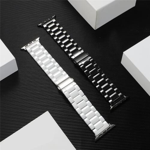 New Smooth Ceramic Strap for iWatch 38/42mm 40mm 44mm Fashion Replacement Bracelet Belt for Apple Watch Band Series 6 5 4 3 2 SE
