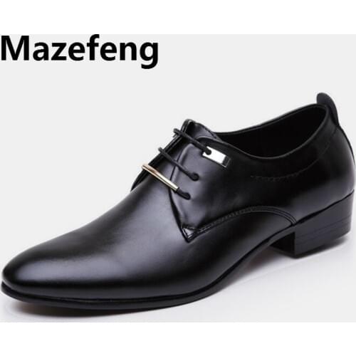 Mazefeng Pointed Toe Formal Shoes Man Wedding Oxford Shoes for Men Dress Shoes Mens Oxfords Leather Shoes Men Plus Size 38-48