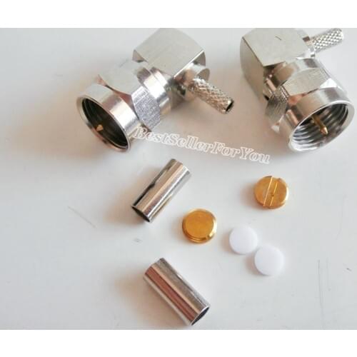 10Pcs F Male Crimp For RG174 RG179 RG316 RG188 Cable Right Angle RF Connector