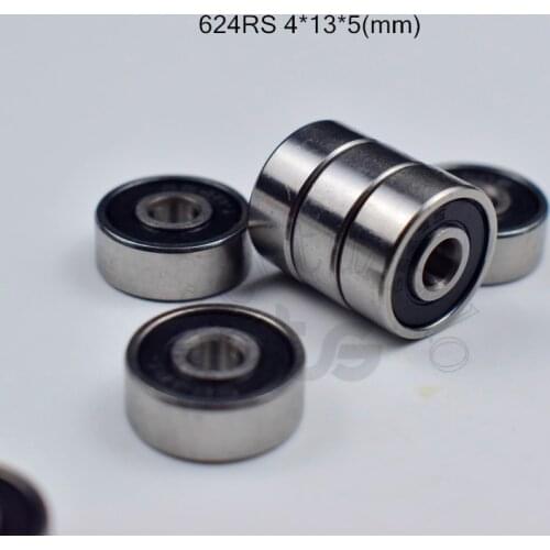 624RS bearing 4*13*5(mm) 10pieces free shipping ABEC-5 Rubber sealed Thin wall chrome steel bearing hardware Transmission Parts