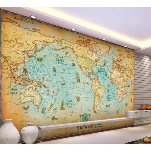 Custom retro wallpaper, the navigation world map murals for the living room bedroom TV background wall waterproof wallpaper