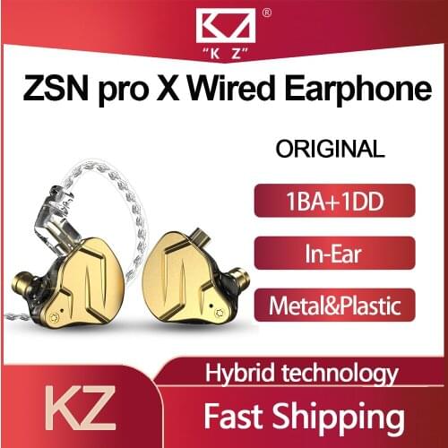 KZ ZSN Pro X In Ear Wired Earphones 1BA+1DD Hybrid Technology HIFI Bass Earbuds Monitor Headphone Sport Noise Cancelling Headset