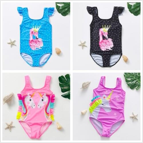 One piece Baby Girls Swimwear 1~7Year Toddler Girls swimsuit Floral style Children swimsuit Kids Bathing suit Beach wear-ST145