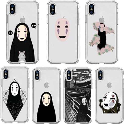 Studio Ghibli No Face man Phone Case Transparent soft For iphone 5 5s 5c se 6 6s 7 8 11 12 plus mini x xs xr pro max
