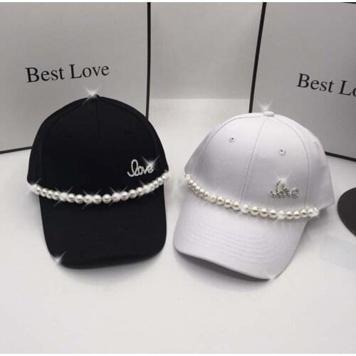 The spring and autumn period and the summer new cotton pearls diamond letters baseball cap for women