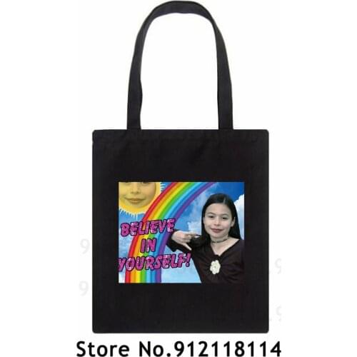 Believe In Uself Canvas Bag Shopper Bag Shopping Bags Handbags Shoulder Bag Casual Handbag Women High Capacity Eco Bag