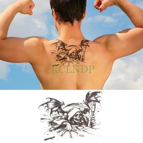 Waterproof Temporary Tattoo Sticker Skull head Fake Tatto body art Flash Tatoo Back Leg Arm belly big size for Women girl Men