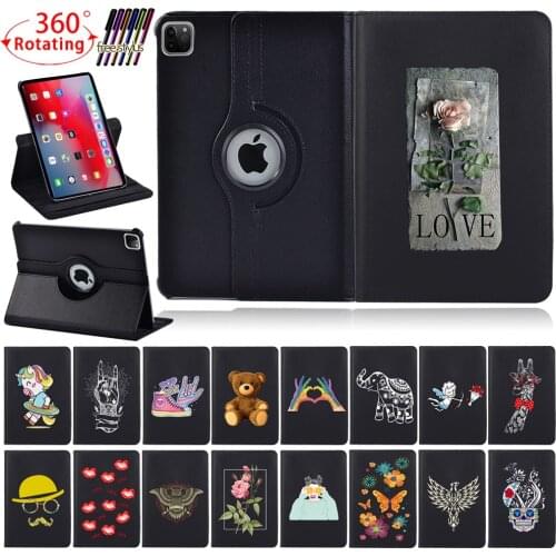 360 Rotating Tablet Case for Apple IPad Air 1/2/Air 3rd Gen 2019/Air 4th Gen 2020 Cartoon Pattern Series Cover Case+ Stylus