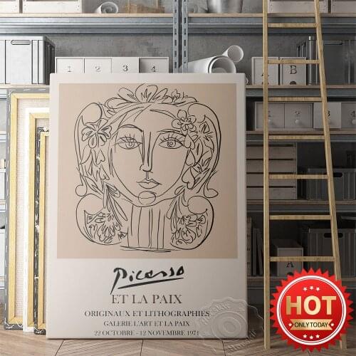 Picasso Exhibition Poster, Picasso World Peace Abstract Characters Print, Expressionism Wall Art, Vintage Line Art Wall Picture