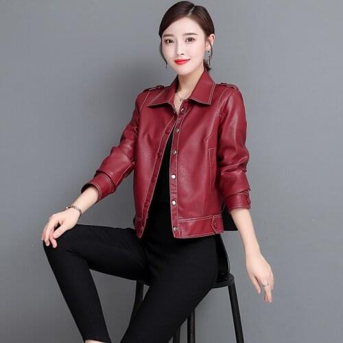 New High Quality Pu Leather Jackets Women Outerwear Autumn Single-breasted Soft Faux Leather Coat Lady Short Basic Jacket W1127