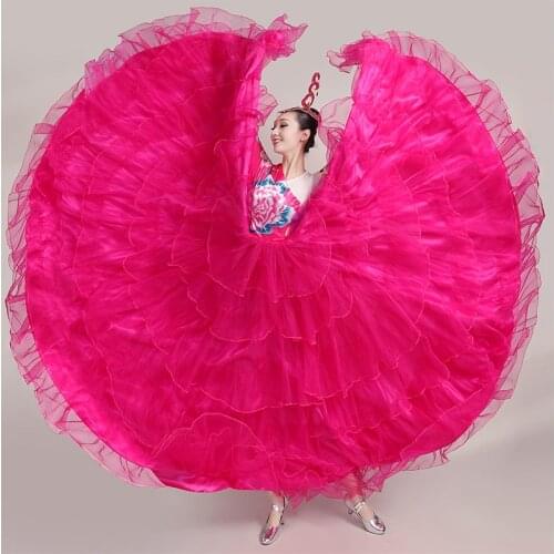 Female Long Full-skirt Spanish Flamenco Nation Dance Costume Opening Dance Dress Performance Costume Stage Chorus Suit DL6138