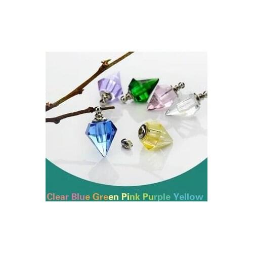 1/2/3/4/5PCS glass vail pendant necklace Glass Crystal pendant perfume bottle jars name on rice art charms handmade diy jewelry