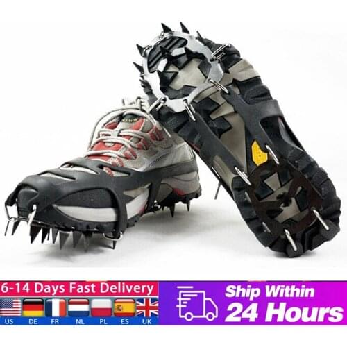 1 Pair 18 Steels Teeth Climbing Crampons Anti-Slip Snow And Ice Gripper Winter Shoes Cover Spike Grips Cleats For Mountaineering