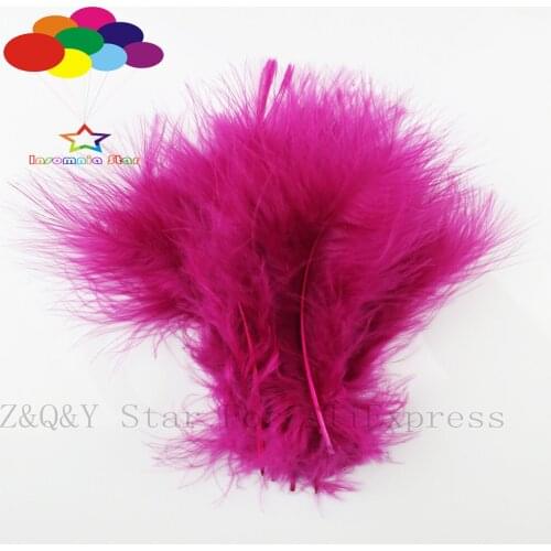10-15CM (4-6 inches) natural 100PCS turkey hair dyed dark wine red full velvet decoration DIY jewelry show costume feather