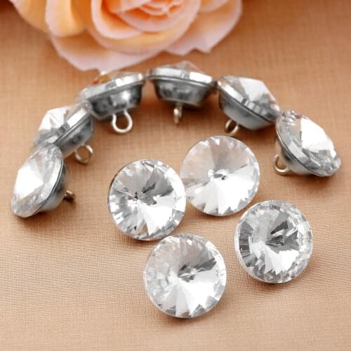 10Pcs Diamond Crystal Glass Upholstery Headboard Buttons Sofa Wall Party Wedding Decoration Sewing Buttons 16/18/20/22/25/30mm