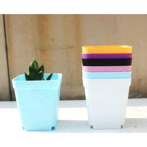 10pcs Mini Flower Pots with Tray Plastic Pot Garden Supplies Desktop Home School Colorful Plant Nursery Pots