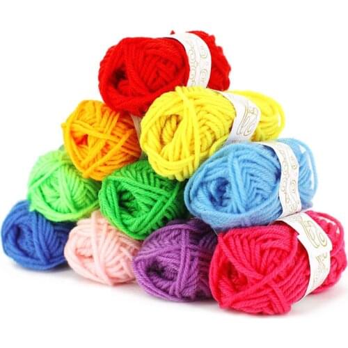 12pcs Kids DIY Knitting Crochet Yarns Multicolor Handcrafts Colorful Craft Sewing Thread Crafting Yarn Random Color