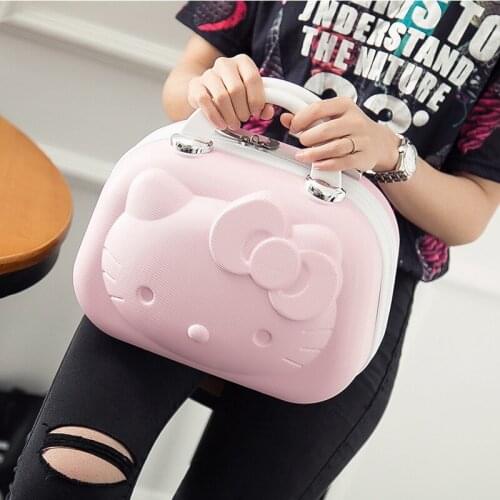 14 inch makeup bag Mini suitcases and travel bags Waterproof makeup case purse cosmetic box 3D Cartoon make up bag cosmetic bag