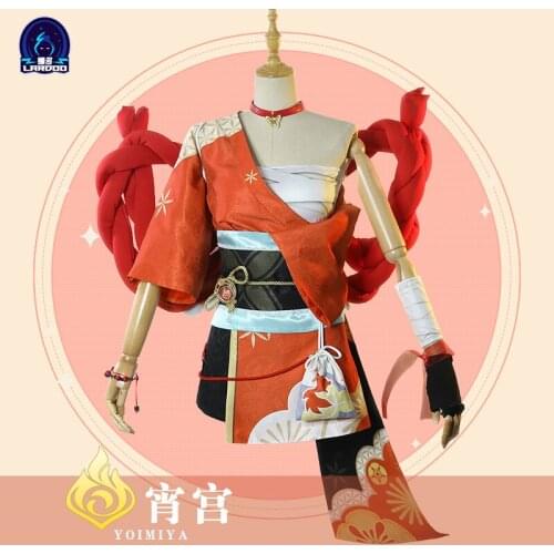 2021 Hot Game Genshin Impact Yoimiya Game Suit Dress Uniform Cosplay Costume For Halloween Carnival Fancy Party