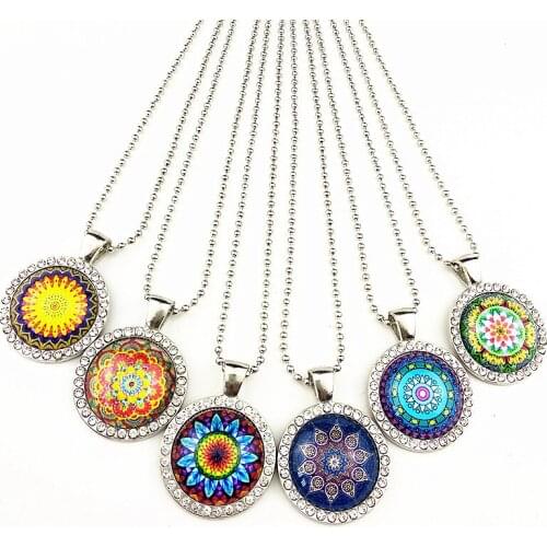 24pcs New styles sunflower,Mandala,Bandanna,Indian Buddhism Silver plated antique Bohemia Necklace for women best gift