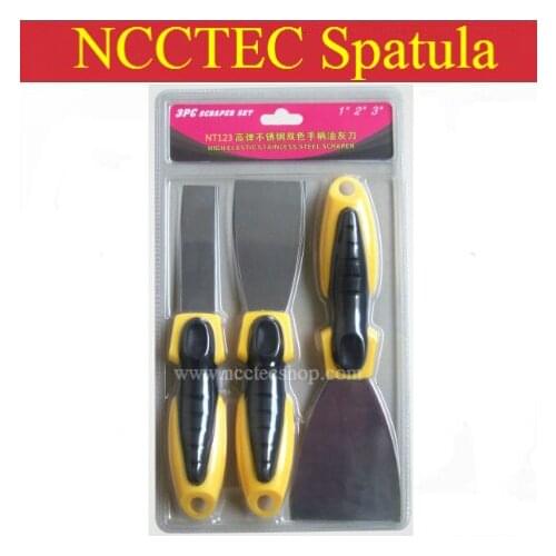 A package of 3 pcs of 1'' 2'' 3'' artist oil paint paiting spatula pallet with stainless steel blade FREE shipping | putty knife