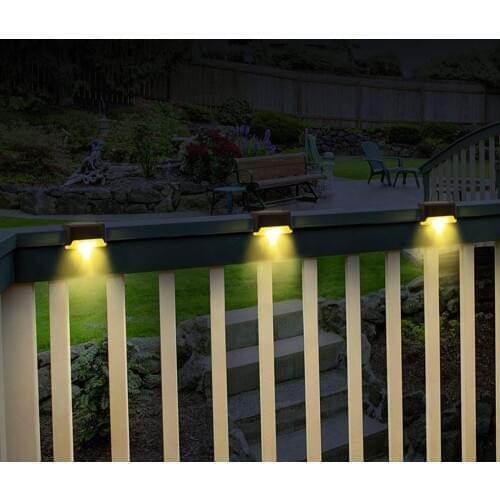 4pcs LED Solar Lamp Path Stair Outdoor Waterproof Wall Light Solar Fence Lamp Garden Landscape Step Stair Deck Lights