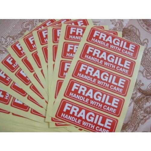 4000pcs, 76x25mm FRAGILE HANDLE WITH CARE Self-adhesive Shipping Label Sticker, Item No.SS16