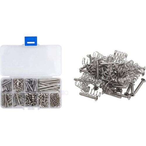 50Pcs Single Coil Pickup Screws & Adjust Height Springs & 204 Pcs Guitar Screw Kit 9 Types Assortment Set with Springs