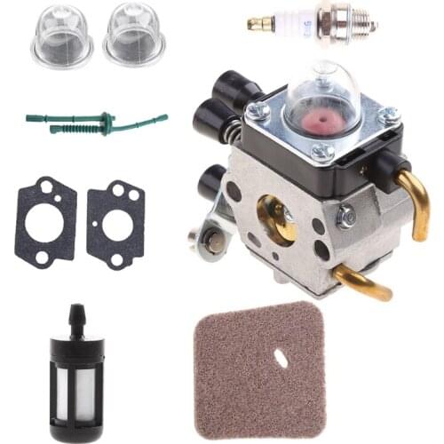 9PCS Spark Plug Carburetor Set Part Air Fuel filter Gasket For STIHL FS38 FS45 FS46 FS55 Mower and Trimmer Metal Repair Kit