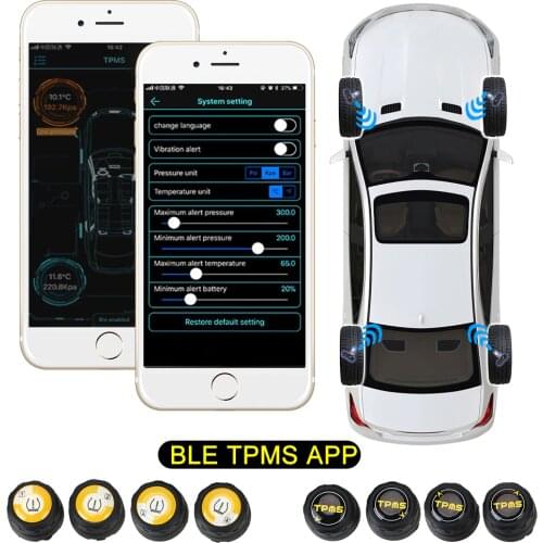 Car Tire Pressure Sensor Bluetooth 4.0 5.0 Waterproof Universal Android iOS BLE TPMS External Alarm Tire Pressure Sensors