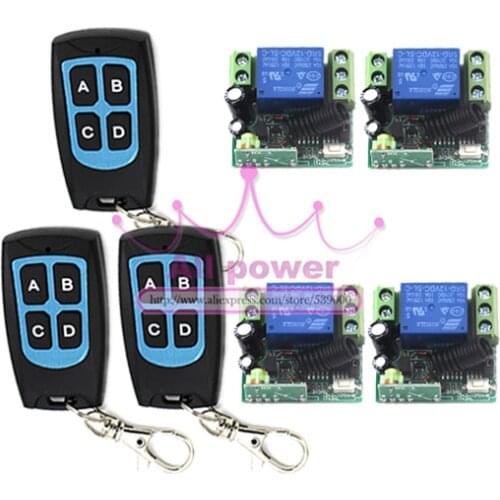 1000M Long Range DC12V 1CH Radio Controller RF Wireless Remote Control Switch System,315/433 Mhz,3Transmitter + 4Receiver