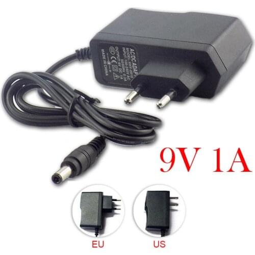 Power 9V 1A Adaptor Converter Adapter 5.5x2.5mm Switch Power 100V-240V AC DC Power Adapter Supply US EU Plug Converter Charger