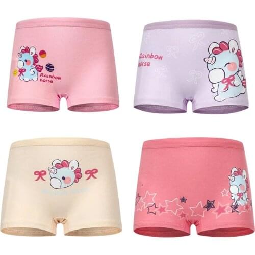 Unisex 4Pcs/Lot Candy Colors Girls Boxer Breathable Cotton Material Kids Boys Underwear for Baby Panties Childrens Clothing