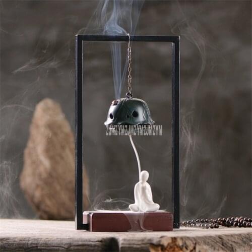 Buddhist Mood Ceramic Buddha Statue Sculpture Figurine Hanging Lotus Backflow Incense Burner Furnace Creative Home Bouddha