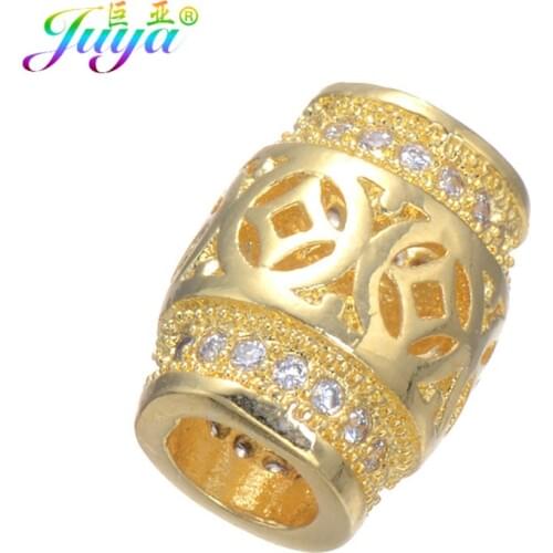 Juya DIY Beadwork Accessories Supplies Floating Butterfly Big Hole Metal Charm Beads For Natural Stones Beading Jewelry Making