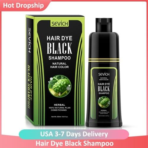 250ml Fast Black Hair Shampoo Organic Natural Plant Hair Dye Plant Essence Permanent Black Hair Color Dye Shampoo For Women Men