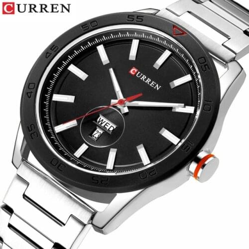 CURREN Top Brand Luxury Watches Mens Casual Quartz Watch Male Clock Fashion Stainless Steel Band Waterproof Wristwatch with Week