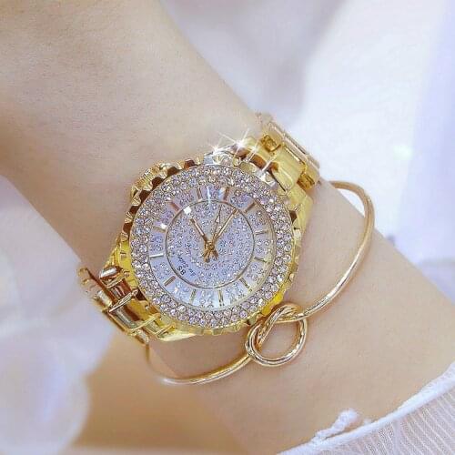 Fashion Women Watches Diamond Stone Dress Watch Luxury Ladies Gold Watch reloj de mujer Stainless Steel Band Quartz Wristwatch