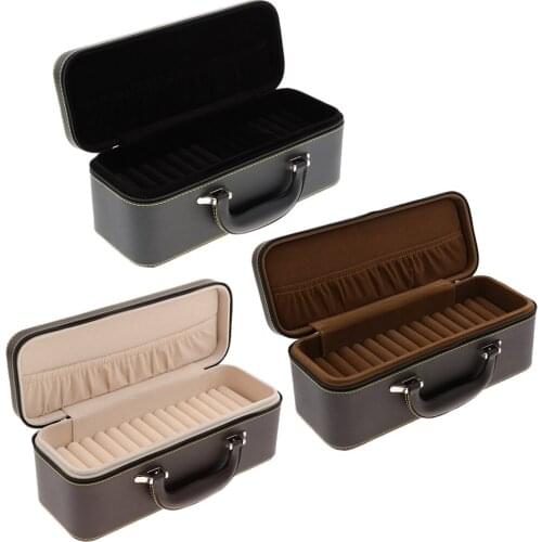 PU Leather Storage Case for Green Jade Bracelets Jewelry Display Holder Stand - Large Capacity