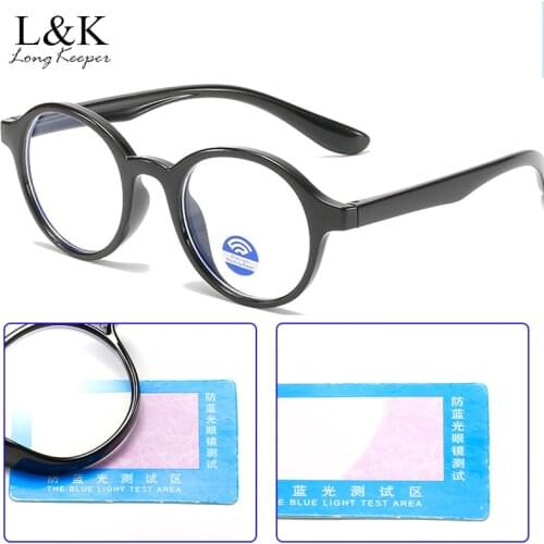 Anti Blue Kids Glasses Boys Girls Candy Color Round Frame Computer Eye Protection Eyeglasses Blue Blacking Light Spectacles