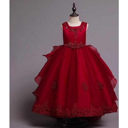 Tiered Ball Gown Baby Girl Birthday Party Christmas Dresses Children Girl Party Dresses Flower Comunion Gown Floor Length Dress