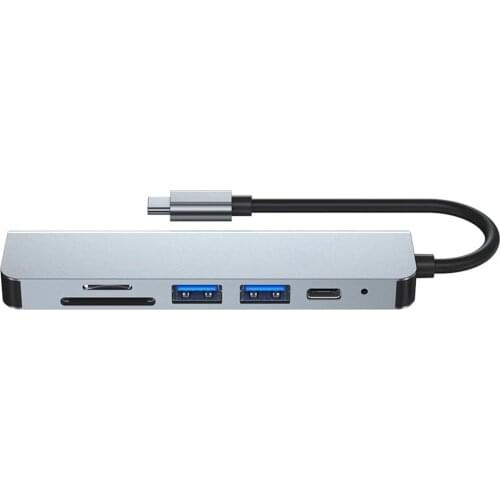 6-in-1 TYPE C Docking Station Multifunctional Interface Extension Notebook 4K High-definition Visual Experience Aluminum Shell