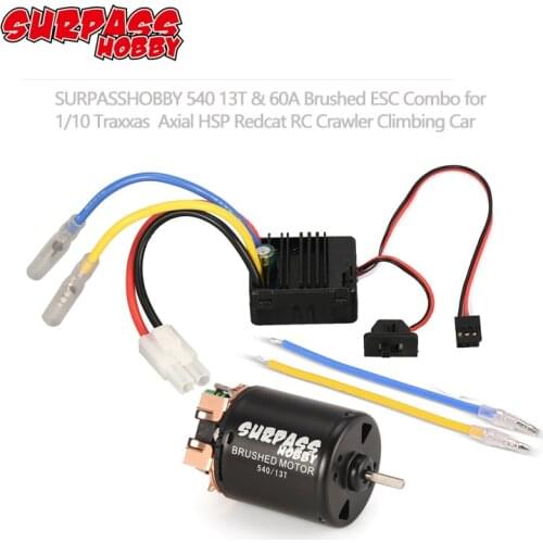 SURPASS HOBBY 540 13T 17T 21T 23T 27T 35T 45T Brushed Motor with 60A ESC 5V/2A BEC for 1/10 RC Off-road Racing Car Truck