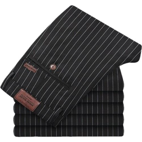 Formal Wear Casual Business jeans Men Cotton Trousers Male Classics High waist Straight Pant big size 38