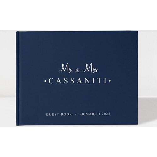 Personalised Modern Wedding Guest Book Navy Blue and White 100 Pages guestbook cutom Wedding Instant Photo Book Color Choices