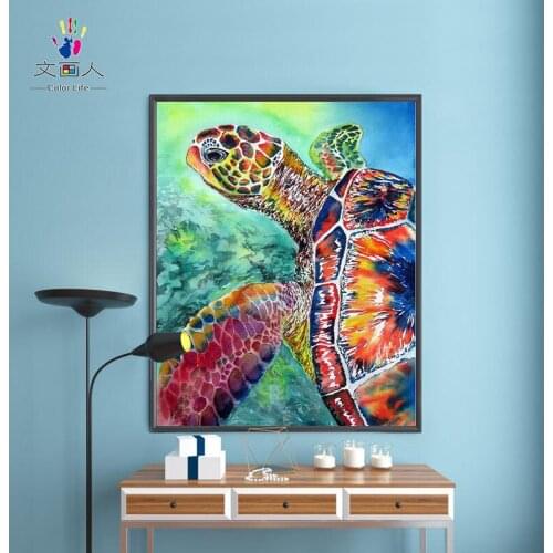 Paint by number art painting tortoise hand-painted color oil painting Living room bedroom Decorative paintings