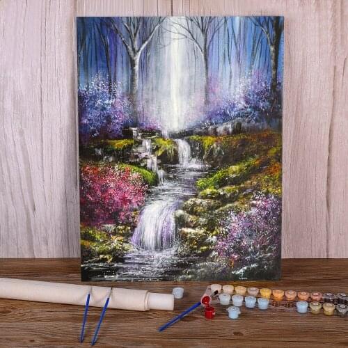 Natural Scenery Enchantment DIY Painting By Numbers Set Acrylic Paints 50*70 Oil Painting Loft Picture For Kids Art
