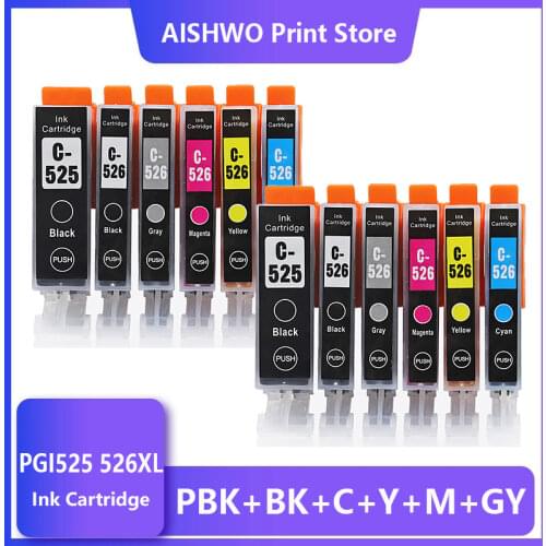 ASW 2set PGI525 PGI 525 CLI 526 Ink Cartridges for Canon Pixma iP4850 ix6550 MG5150 MG5250 MG6150 MG8150 MX885 MG5350 Printer