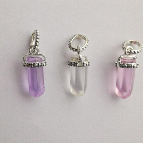 Valentines Day Purple Pink White Amulet Pendant Charms 925 Sterling Silver Charm Fit Bead Bracelet Gift DIY For Women Jewelry